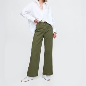 GAP High Rise Stride Wide-Leg Ankle Khakis